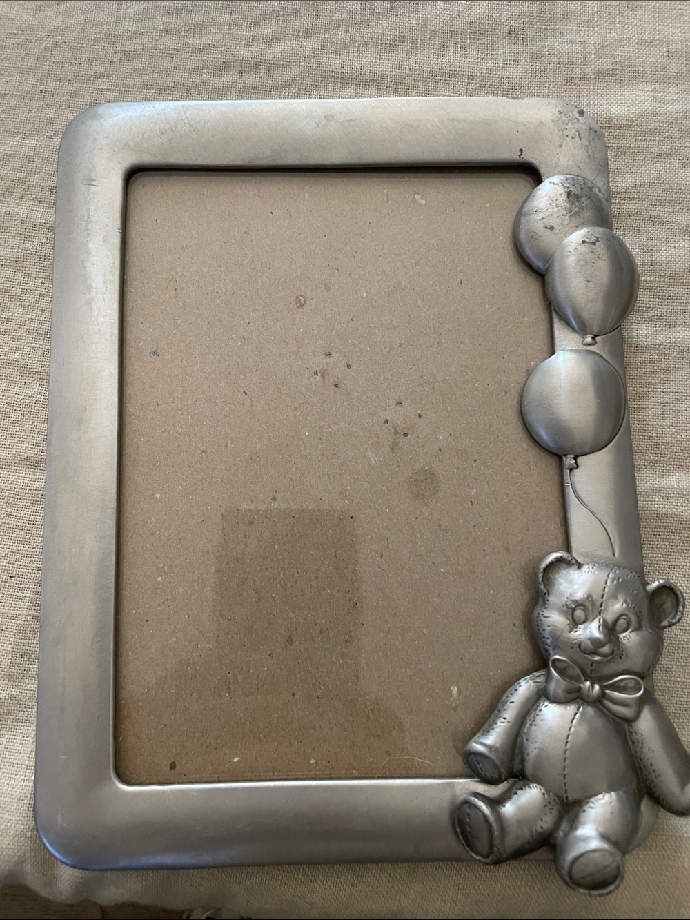 Seagull Pewter Silver Teddy Bear nursery Frame with Balloons 5.5x7 PF 250 1991